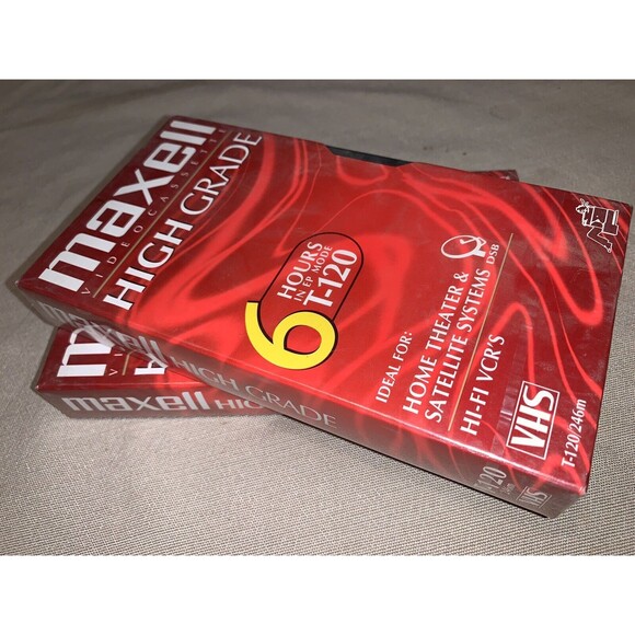 2 Maxell High Grade T-120 VHS Blank Tapes 2-6 Hour SEALED - Picture 8 of 8